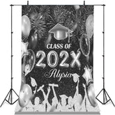 Lofaris Black And Silver Glitter Graduation Backdrop